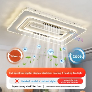 Nouveau Ventilateur de Plafond Intelligent 4-en-1 Sans Pales avec LED, Chauffage/Refroidissement, Haut-parleur Musical et Télécommande à Vitesse Variable 105x65cm pour la Maison (Modèle 2027) - Product Image 2