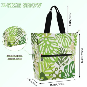 Ventes en gros de sacs de plage personnalisés écologiques de grande capacité, sacs fourre-tout imprimés de fleurs tropicales pour l'école, les voyages et le travail - Product Image 2