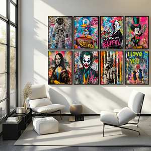 Poster SQ Fashion Pop Art Einstein e Chaplin Graffiti Street Art Decorazione per la Casa Arte Murale Stampa su Tela - Product Image 2