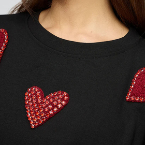 Camisetas de Verano de Alta Calidad Personalizadas con Bordado de Corazón en 3D, Manga Corta, Corte Holgado y Tejido Grueso para Mujer - Product Image 5
