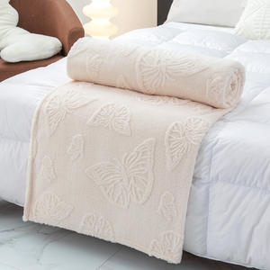 Nouveau châle de bureau de sieste en velours <span class=keywords><strong>Tave</strong></span> papillon de couleur unie, mini couverture en velours de corail Jacquard épaissi - Product Image 2