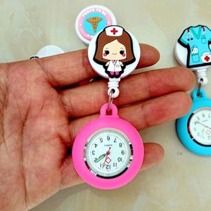 High Quality New Product Custom Cartoon Nurses Breast Watch Hospital Women Mens Badge Reel Clock - Product Image 4