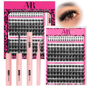 Großhandel Cluster-Wimpern flauschige Eigenmarke natürliches D-Wellen-Cluster Wimpern-Kit koreanische PBT-Segmente Kleber und Pinzette Cluster Wimpern - Product Image 3