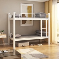 Lit superposé moderne en métal robuste, double, avec cadre en fer, pour dortoir, appartement, enfants, adultes, chambre à coucher, ensemble de meubles