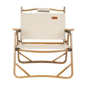 Chaise pliante d'extérieur portable en alliage d'aluminium avec accoudoirs en bois, pour jardin, camping, plage, design minimaliste - Product Image 4