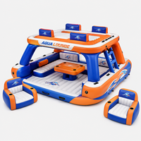 Dspr WF OEM ODM Canapé flottant gonflable en PVC double couche multi-places, île lounge aquatique avec table, pour piscine et plage, vente en gros