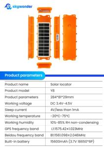 Bảng điều khiển năng lượng mặt trời không dây gắn trên xe theo dõi tàu Y8 công suất lớn siêu dài chờ <span class=keywords><strong>GPS</strong></span>/Beidou/AGPS/LBS định vị chính xác - Product Image 6