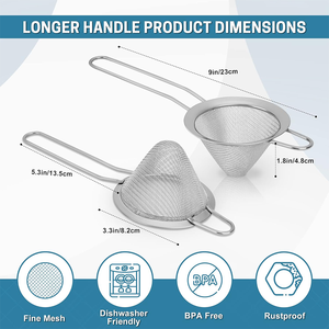 Premium-Qualität Werks <span class=keywords><strong>filter</strong></span> Cocktail Sieb Edelstahl Mesh Sieb Konische Lebensmittel Lose Tee <span class=keywords><strong>Filter</strong></span> Tee siebe - Product Image 2