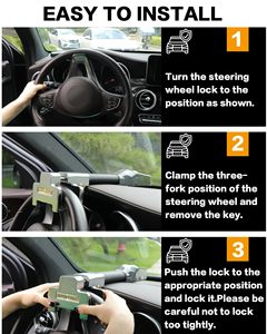 Dispositif antivol pour voiture, verrou de voiture, prévention du vol de voiture, verrou de <span class=keywords><strong>volant</strong></span> universel robuste <span class=keywords><strong>avec</strong></span> <span class=keywords><strong>alarme</strong></span> pour véhicule, camion, SUV - Product Image 4