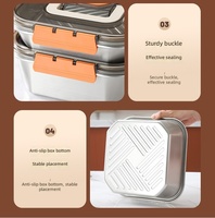 Contenants de stockage alimentaire en acier inoxydable 304, couvercle hermétique, anti-fuite, boîte à lunch portable pour la conservation des aliments, réfrigérateur, sûr