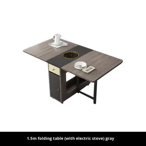 Juego <span class=keywords><strong>de</strong></span> Mesa y Sillas Plegables Multifuncionales <span class=keywords><strong>de</strong></span> Bambú, Adecuado <span class=keywords><strong>para</strong></span> Apartamentos <span class=keywords><strong>Pequeños</strong></span>, Uso Doméstico, Extensible con Ruedas - Product Image 6