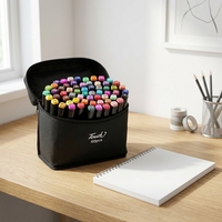 Ensemble de 80 marqueurs d'art à double pointe avec pochette zippée pour l'école et la création