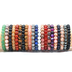 New 8mm Natural Lava Stone Crystal Beaded Bracelet Women Men Elastic Rope Tiger Eye Agate Stone Bracelet Jewelry for <strong>Gift</strong> - Product Image 2