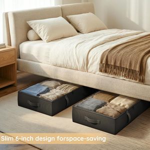 Minimalist PVC Fabric Under-<b>Bed</b> Quilt Storage <b>Bag</b> Durable Space Saver with Cover for Bedding Clothes Toys - Product Image 4