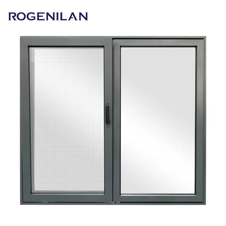 ROGENILAN AS2047 Standard Drifting Windows Automatic Vertical Sliding Window Aluminium Black Color Sliding Windows