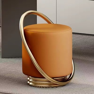 Upholstered Footstool Ottoman Round Pouffe Footstool Footrest <b>Stool</b> Change Shoes <b>Stool</b> for Living Room and Bedroom - Product Image 6