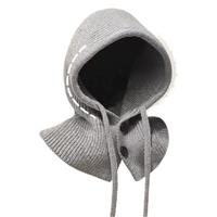 Pasamontañas de invierno unisex de punto con capucha, gorro, orejeras y máscara, ajustable, estilo común