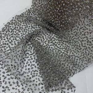 <span class=keywords><strong>Tulle</strong></span> scintillant argenté avec strass, tissu luxueux en maille de nylon pour robes de soirée, robes de mariée, costumes de scène - Product Image 3