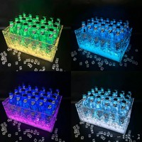 Seau à champagne en plastique personnalisé avec logo, seau à glace carré en acrylique, refroidisseur LED à 7 couleurs pour KTV Club