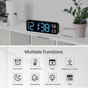 Reloj de Pared Digital LED Moderno para Decoración del Hogar, Multifuncional, con Brillo Ajustable, Temporizador y Visualización del Clima - Product Image 6