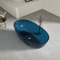 Baignoire autoportante rectangulaire moderne en résine transparente écologique blanche 1400*780*560mm avec renfort en résine, facile à nettoyer