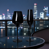 Ensemble de verres à vin noirs brillants élégants SUNYO, flûtes à champagne de luxe, verres sans plomb, gobelets pour fêtes, mariages, décorations d'événements