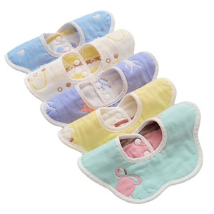 Babero de pétalos de algodón puro para bebé, 26x26 cm, gasa de seis capas, clase A, babero para recién nacido, estampado de dibujos animados con patrón de animales - Product Image 2