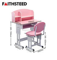 Ensemble bureau et chaise pour enfants avec étagère et rangement, bureau rose à hauteur réglable pour la maison, l'école et la chambre
