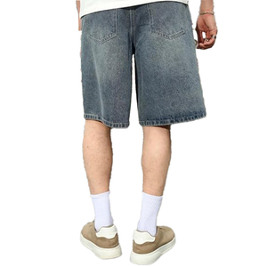 custom denim shorts Slightly <b>Stretch</b> 100% Cotton Straight Leg Casual baggy jorts <b>men</b> High Quality Breathable streetwear shorts - Product Image 2