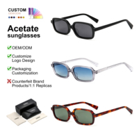 Lunettes de soleil polarisées rectangulaires vintage pour hommes et femmes, monture fine en acétate, style rétro, vente en gros