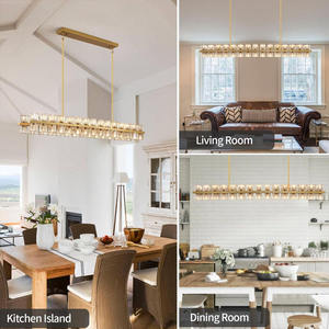 Lampade a Sospensione Lineari in Ottone, Illuminazione Moderna Nordica a Forma di Bicchiere di Vino, Lampadario <span class=keywords><strong>per</strong></span> Isola Cucina - Product Image 3