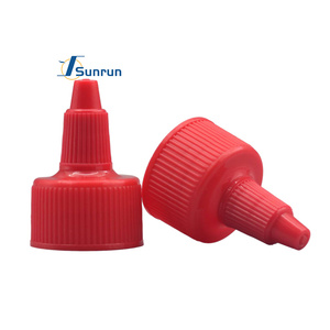 Tapas de botella de champú de plástico de 24mm y 28mm 24/410 28/410, tapa superior torcida acanalada roja, tapa cuentagotas de boquilla larga de <span class=keywords><strong>boca</strong></span> puntual - Product Image 1