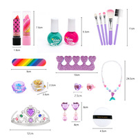Boîte cadeau d'anniversaire pour filles, jeu de maquillage, d'art des ongles et de beauté pour enfants en plastique, accessoires, couronne, sirène, princesse