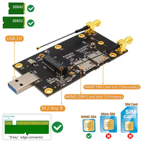 Adaptateur Module Sans Fil Port USB 3.0 vers Logement NGFF M.2 Clé B avec Double Emplacement Nano SIM et 2 Antennes pour Modem WWAN 5G 4G GSM LTE