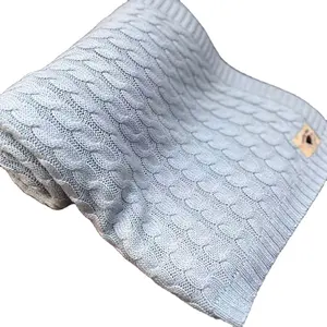 高档针织婴儿毯柔软waddle棉针织婴儿床毯子配手工婴儿毯
