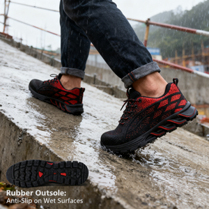 Chaussures de sécurité montantes en tricot pour hommes Chaussures de sécurité en tricot à bout en acier anti-écrasement Caractéristiques Chaussures de sécurité pour hommes - Product Image 2