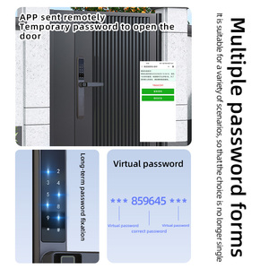 Kunci Pintu Geser <span class=keywords><strong>Digital</strong></span> Aluminium Pintar Tahan Air untuk Luar Ruangan dengan Gagang Kunci Sidik Jari, Remote Tuya, dan Kamera - Product Image 2