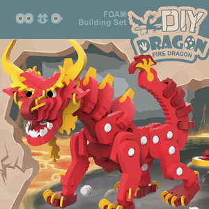 Cartoon Fire Dragon Model <strong>Puzzle</strong> <strong>Blocks</strong> 93pcs Children Assemble <strong>Dinosaur</strong> <strong>Eva</strong> <strong>Foam</strong> <strong>Puzzle</strong> Toys - Product Image 2