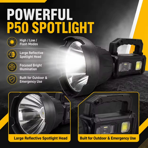 Lampe torche LED rechargeable avec indice de protection IP54, lumière de plongée à intensité variable, batterie 3x18650 4500mAh, autonomie de 3 à 5 heures - Product Image 3