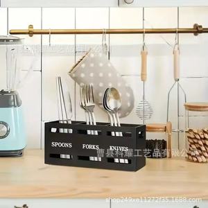 Wooden <b>Kitchen</b> Cutlery <b>Box</b> With Compartments For Chopsticks Spoon <b>Storage</b> Desktop Organizer Rectangle Standing Type - Product Image 4