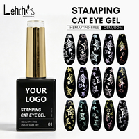 Lehchis Kit de Vernis à Ongles Gel Effet Œil de Chat 15ML, Motifs Étoiles et Fleurs, Effet Aurore Magnétique, Sans HEMA, Soak Off UV LED