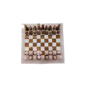 Jeu d'échecs artisanal en pierre de quartz rose avec pièces en résine rose naturelle, jeu d'échecs à damier pour les fêtes et les voyages - Product Image 2