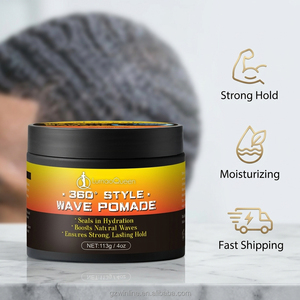 Pommade Coiffante 360 Waves en Gros au Beurre de Karité <span class=keywords><strong>pour</strong></span> <span class=keywords><strong>Cheveux</strong></span> Africains – Crème Définissante et Améliorante <span class=keywords><strong>pour</strong></span> l'Entraînement des Ondulations 113g - Product Image 1
