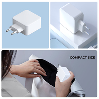 Chargeur rapide USB Type-C 65W PD 3.0 avec protection OTP, prise EU 2C, adaptateur mural portable pour téléphones portables, ordinateurs portables, outils électriques