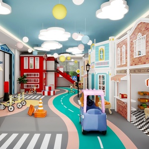 Thương mại trong nhà sân chơi Thiết bị trẻ em vai trò chơi nhà cafe mô phỏng thị trấn trò chơi trượt trong nhà - Product Image 2