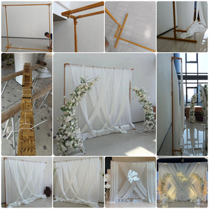 LEDA New white tulle wedding <b>backdrop</b> prop suitable for welcome <b>backdrop</b> display retractable curtain rod wedding arch - Product Image 5