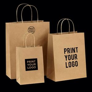 Custom Design Logo Kraft Paper Gift Shopping <b>Clothes</b> Food Takeway Bag with Handles - Product Image 5