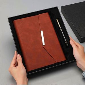 Custom Faux Leather Hardcover Stationery Notebook Gift Set 2025 Luxury Planner Recycled Paper Diary <b>Journal</b> Notebook With Pen - Product Image 1