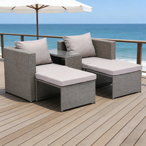 Ensemble <span class=keywords><strong>de</strong></span> <span class=keywords><strong>salon</strong></span> <span class=keywords><strong>de</strong></span> <span class=keywords><strong>jardin</strong></span> moderne avec table à manger et chaises longues confortables, résistant aux intempéries, idéal pour la cour. - Product Image 6