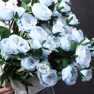 Blue Forget-Me-Not Faux Flowers Memorial <b>Decoration</b> Artificial Blue Hibiscus <b>Tropical</b> Beach <b>Party</b> Theme Decor - Product Image 1